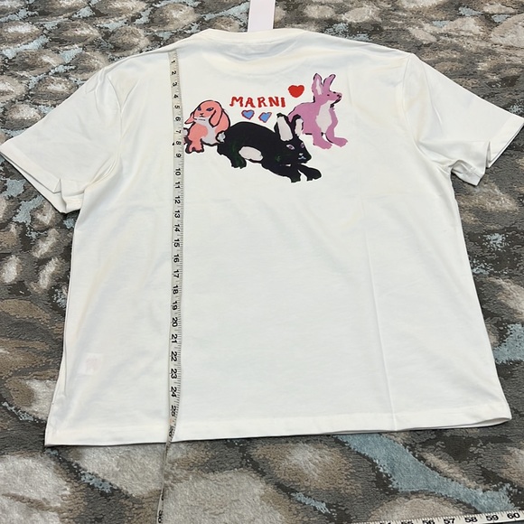 MARNI WHITE BIO COTTON T-SHIRT WITH RABBIT GRAPHICS - Picture 9 of 9